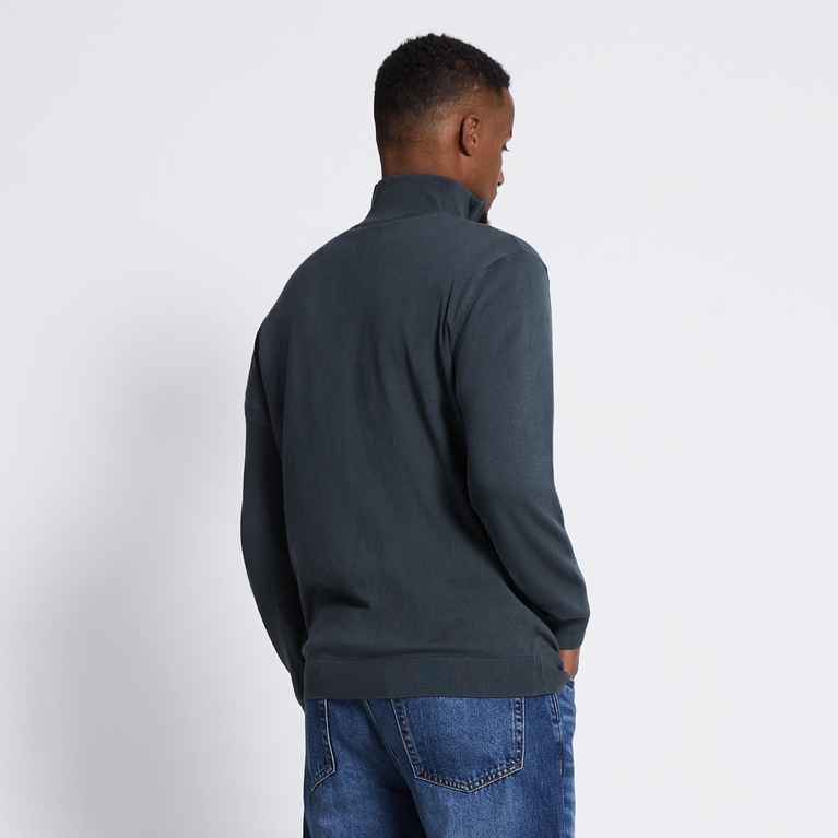Half-zip knit sweater "Thin" Dark Green